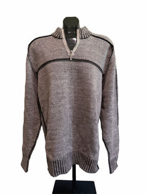 Point Zero Men's Gray Quarter Zip Knit Sweater, Size L
